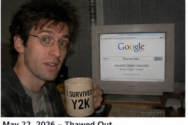 Stan thawed out in 2026 holding a mug